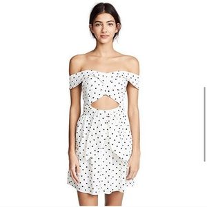 WAYF Dress white polka dots off the shoulder